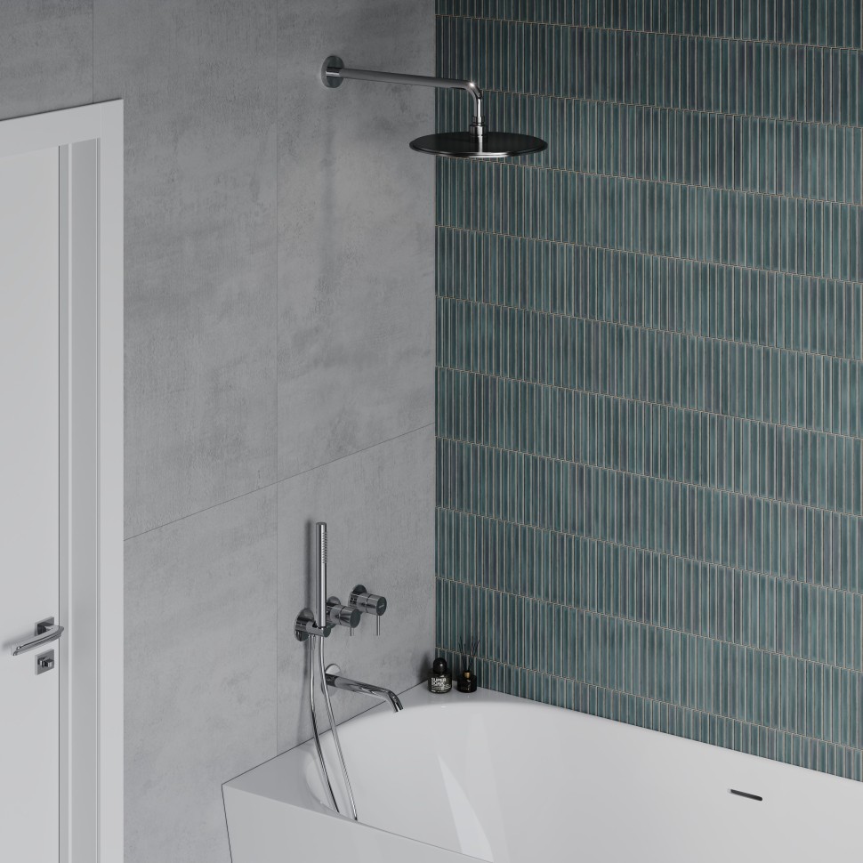 AQM8408CR Набор для комплектации ванны с изливом, верхним и ручным душем, хром