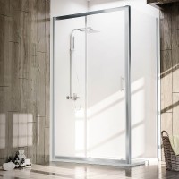 Боковая панель Veconi KP-05, 1000х1900 хром, стекло прозрачное