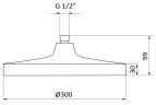Верхний душ GRB HYDRO 05583122, 300 мм, черный матовый  
