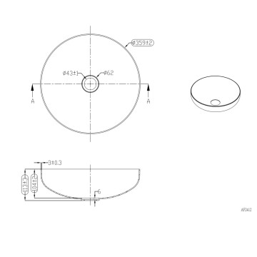 Раковина накладная ABBER Wasser Kreis AF2412MB черная матовая