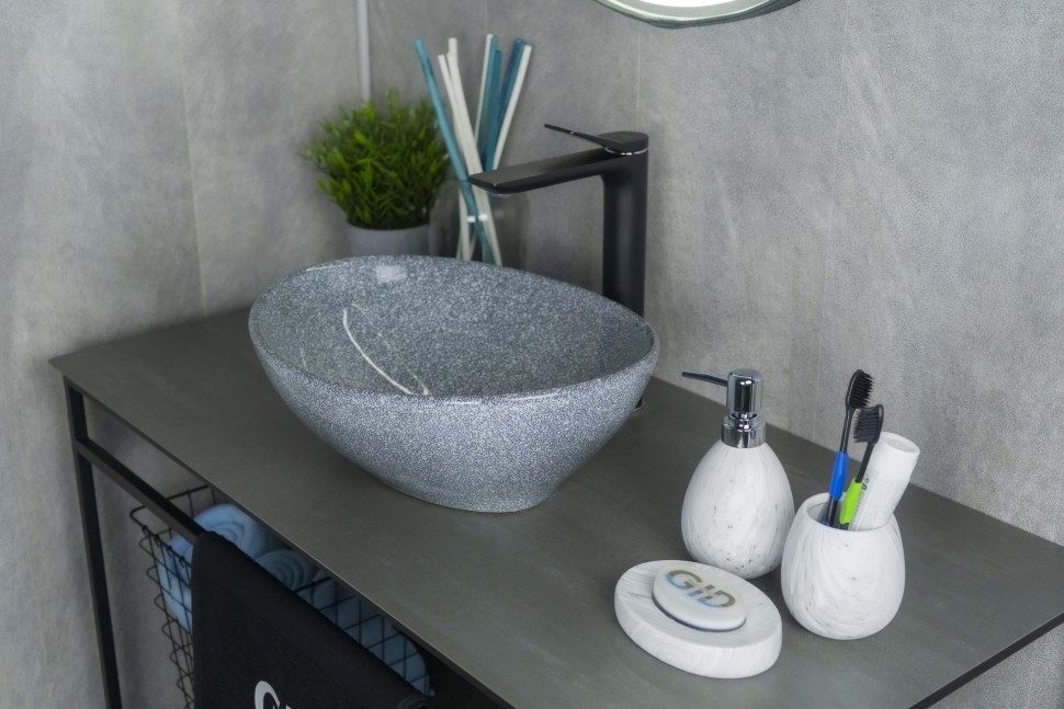 Раковина Gid Mnc331 54430 накладная под камень глянцевая 41x34x15