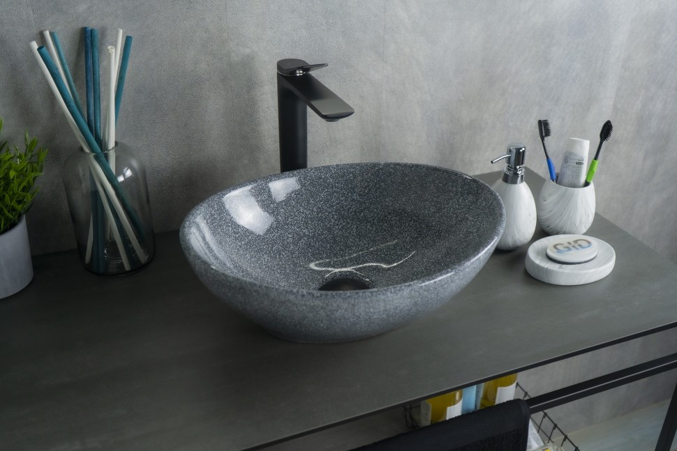 Раковина Gid Mnc331 54430 накладная под камень глянцевая 41x34x15