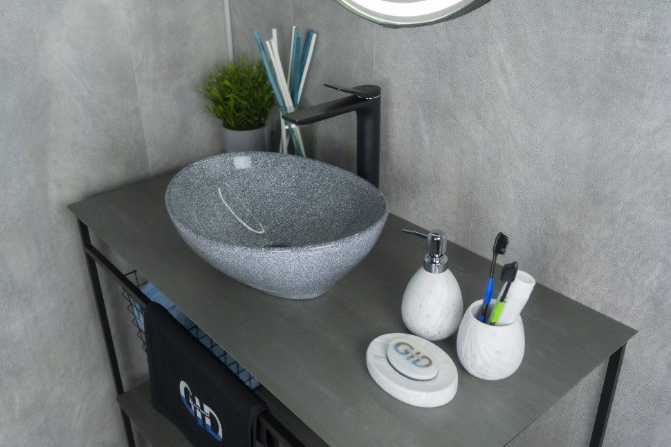 Раковина Gid Mnc331 54430 накладная под камень глянцевая 41x34x15