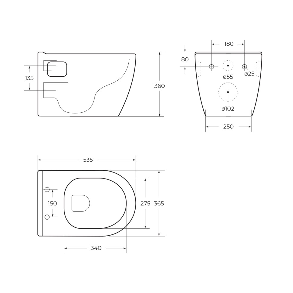 Унитаз подвесной безободковый с сиденьем BelBagno LOTO BB070CHR/SC