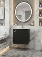 Тумба с раковиной в ванную Uperwood Aurora 50 см, черный матовый