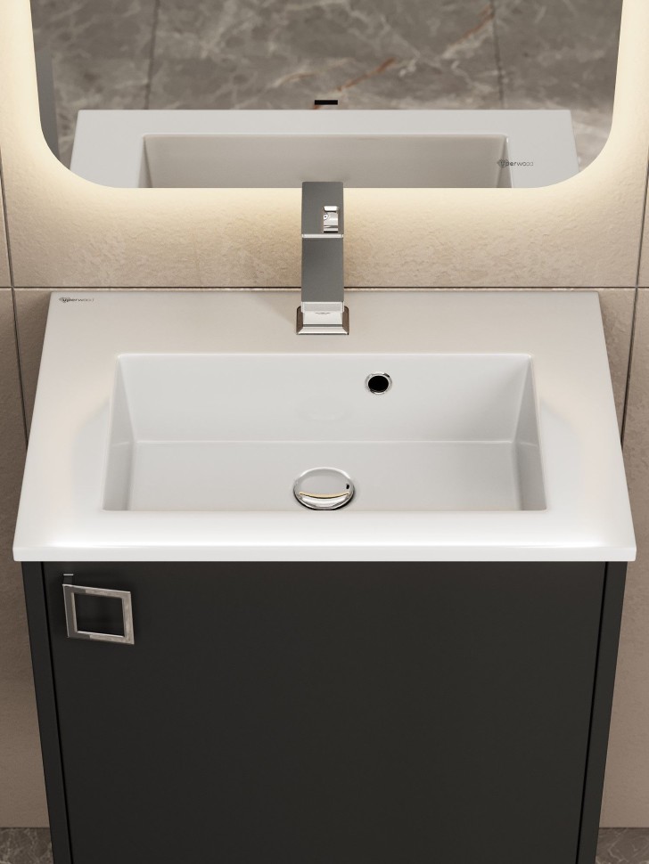Тумба с раковиной в ванную Uperwood Aurora 50 см, черный матовый