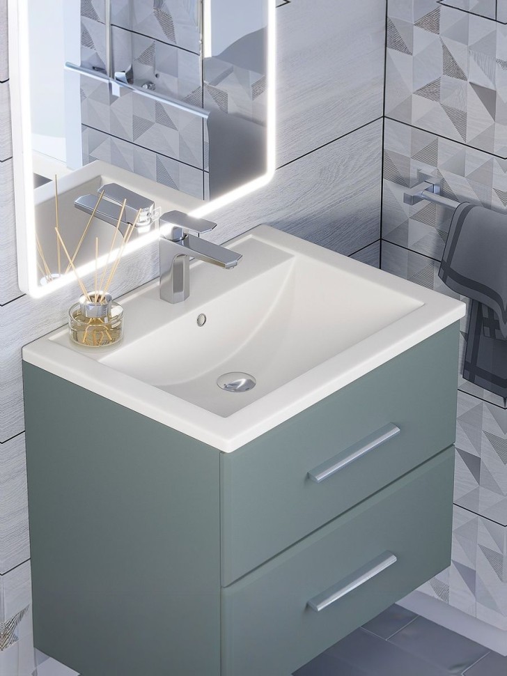 Раковина для ванной кварцевая Uperwood Foster Quartz 60х40,5х16,5 см, белая матовая, жасмин