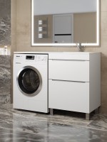 Тумба под стиральную машину напольная Uperwood Tanos 58х47,5х76,5 см, белая, 2 ящика