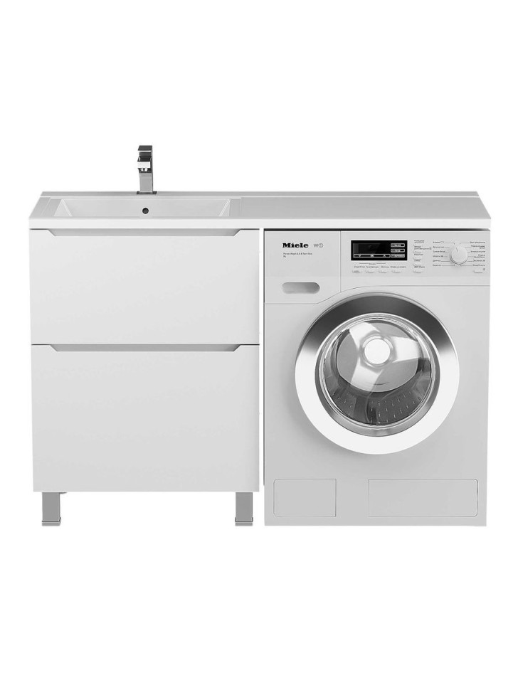 Тумба под стиральную машину напольная Uperwood Tanos 58х47,5х76,5 см, белая, 2 ящика