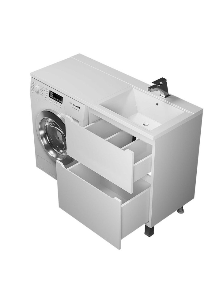 Тумба под стиральную машину напольная Uperwood Tanos 58х47,5х76,5 см, белая, 2 ящика