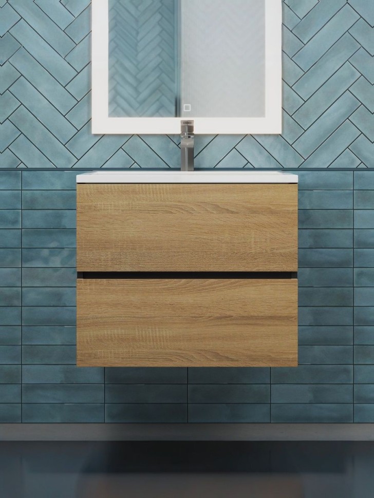 Тумба под раковину для ванной Uperwood Barsa, 60 см, подвесная, черная/дуб сонома