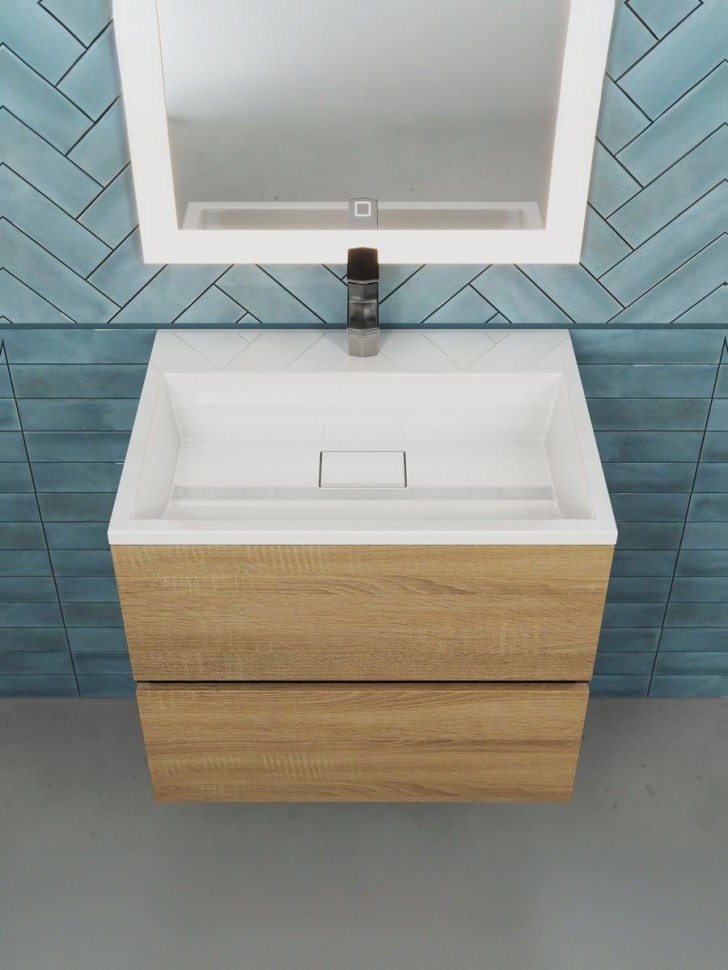 Тумба под раковину для ванной Uperwood Barsa, 60 см, подвесная, черная/дуб сонома