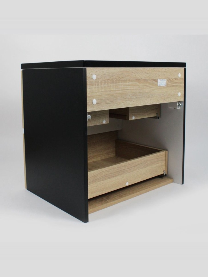 Тумба под раковину для ванной Uperwood Barsa, 60 см, подвесная, черная/дуб сонома