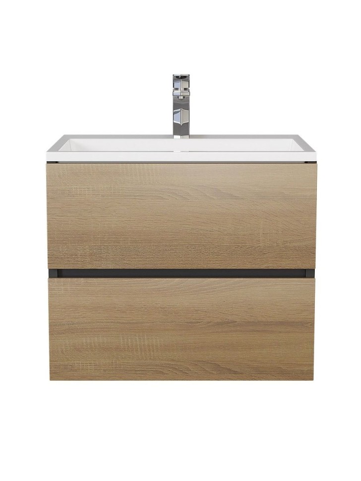 Тумба под раковину для ванной Uperwood Barsa, 60 см, подвесная, черная/дуб сонома