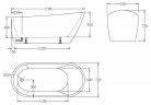 Акриловая ванна без перелива BELBAGNO BB62-1700-W0, 1700х720х720