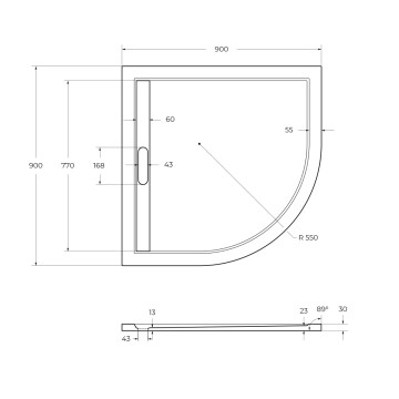 Поддон из искусственного мрамора CEZARES TRAY-AS-R-90-30-NERO
