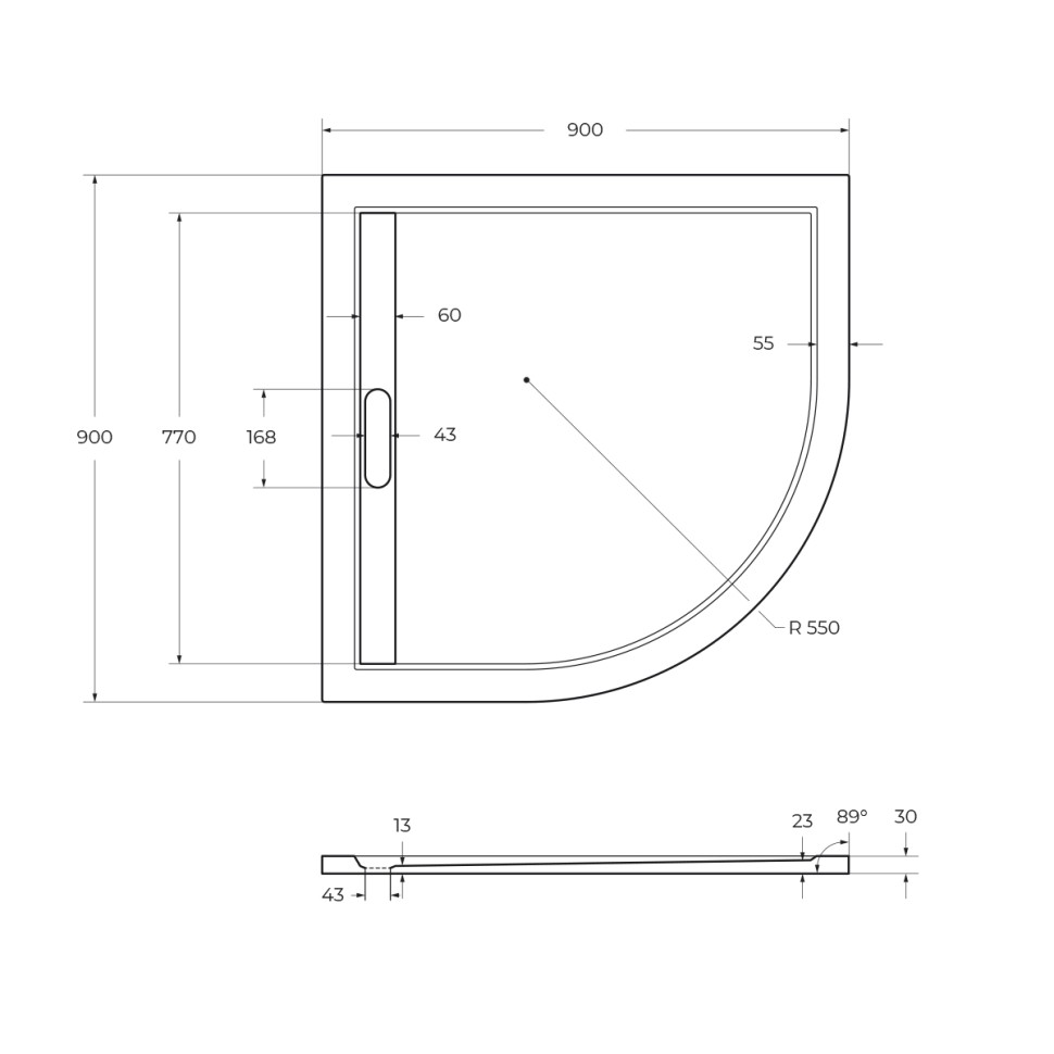 Поддон из искусственного мрамора CEZARES TRAY-AS-R-90-30-NERO