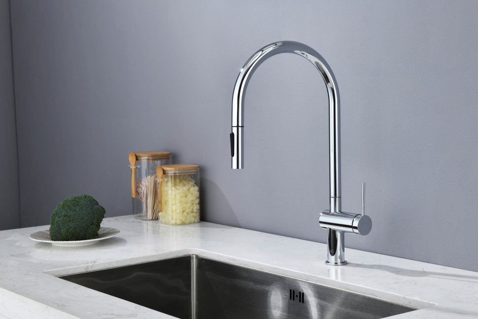 AQM9901CR Cucina Смеситель для кухни с выдвижным U-образным изливом, хром