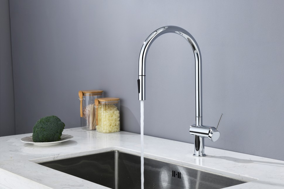 AQM9901CR Cucina Смеситель для кухни с выдвижным U-образным изливом, хром