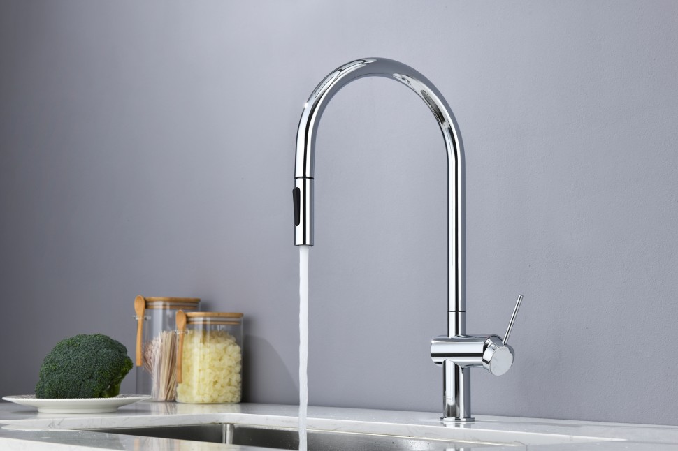 AQM9901CR Cucina Смеситель для кухни с выдвижным U-образным изливом, хром