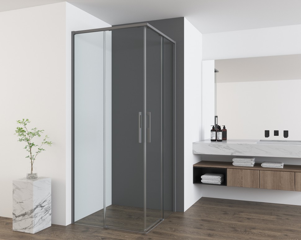 Душевой уголок Ultima VSS-7UL8090CLGM, 800*900, вороненая сталь, стекло прозрачное