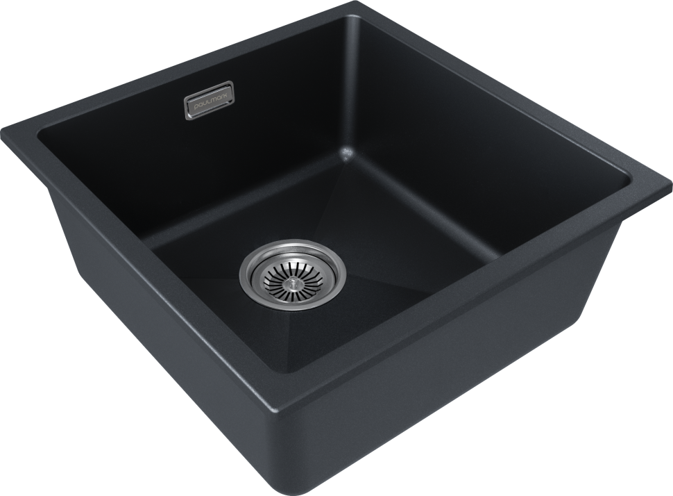 Мойка LUMI 45UNI, IT-GRANIT, LU45-BLM, черный металлик, 455х460, Paulmark