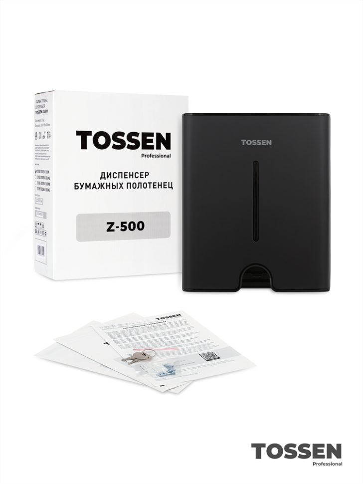 TOSSEN Z-500 MB - диспенсер бумажных полотенец (коллекция «Матовый чёрный»)  