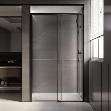 Душевая дверь Veconi Premium Trento PTD-40B, 1300х2000, черный матовый, стекло прозрачное