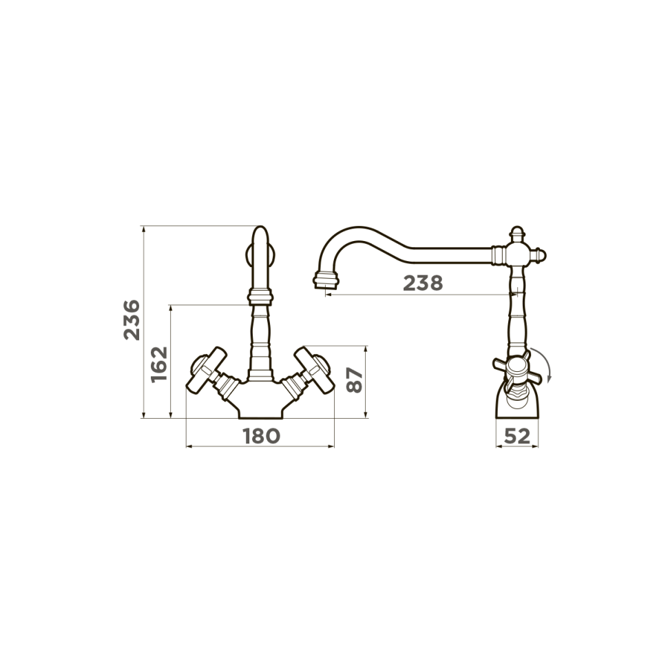 Смеситель для кухни Omoikiri Tokigawa-AB-022 латунь/античная латунь