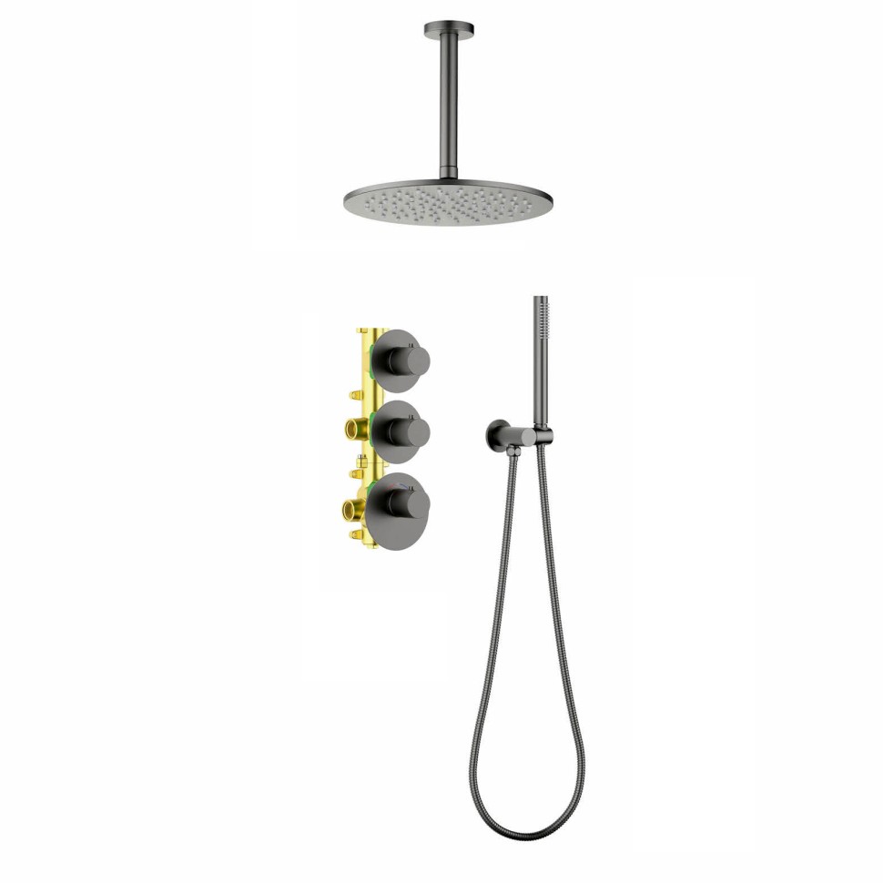 Душевая система встроенная с термостатом Timo Saona SX-2399/18SM черное золото