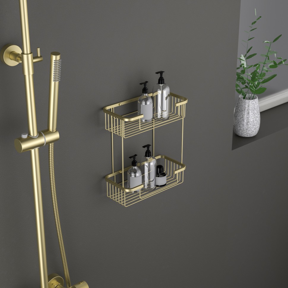 Полка двойная Timo Saona 13083/17 золото матовое