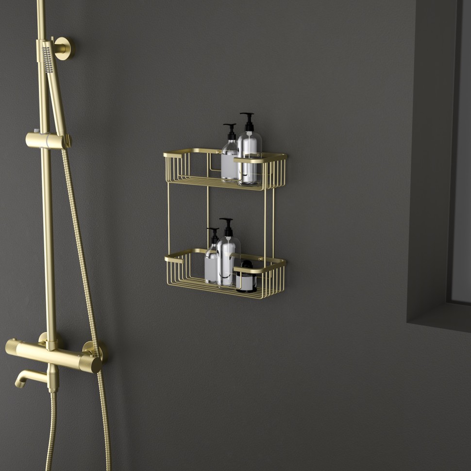 Полка двойная Timo Saona 13083/17 золото матовое