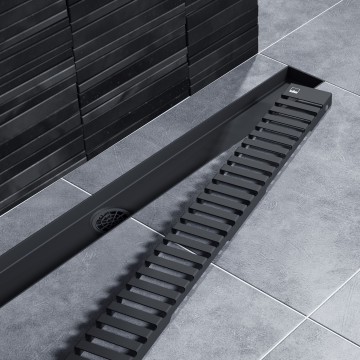 Душевой лоток TIMO Drain System 800 с вставкой "lines", Чёрный