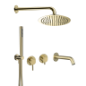 AQM8408BG Набор для комплектации ванны с изливом, верхним и ручным душем, шлифованное золото