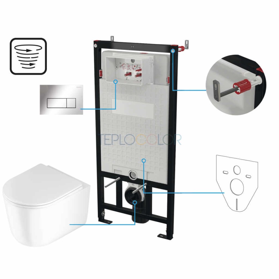 Унитаз с сиденьем, скрытого монтажа, 6 в 1