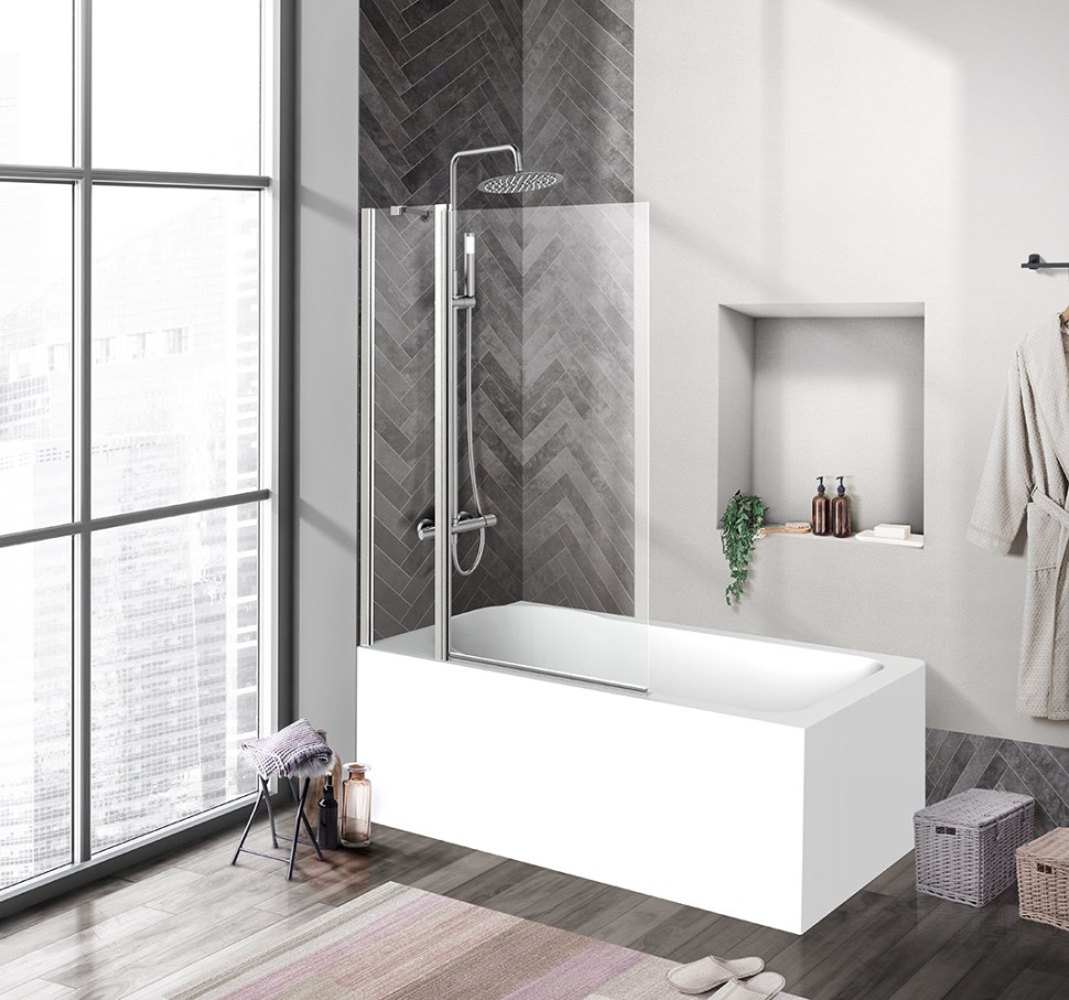 Душевая шторка на ванну BelBagno UNO-V-11-100/150-C-Cr