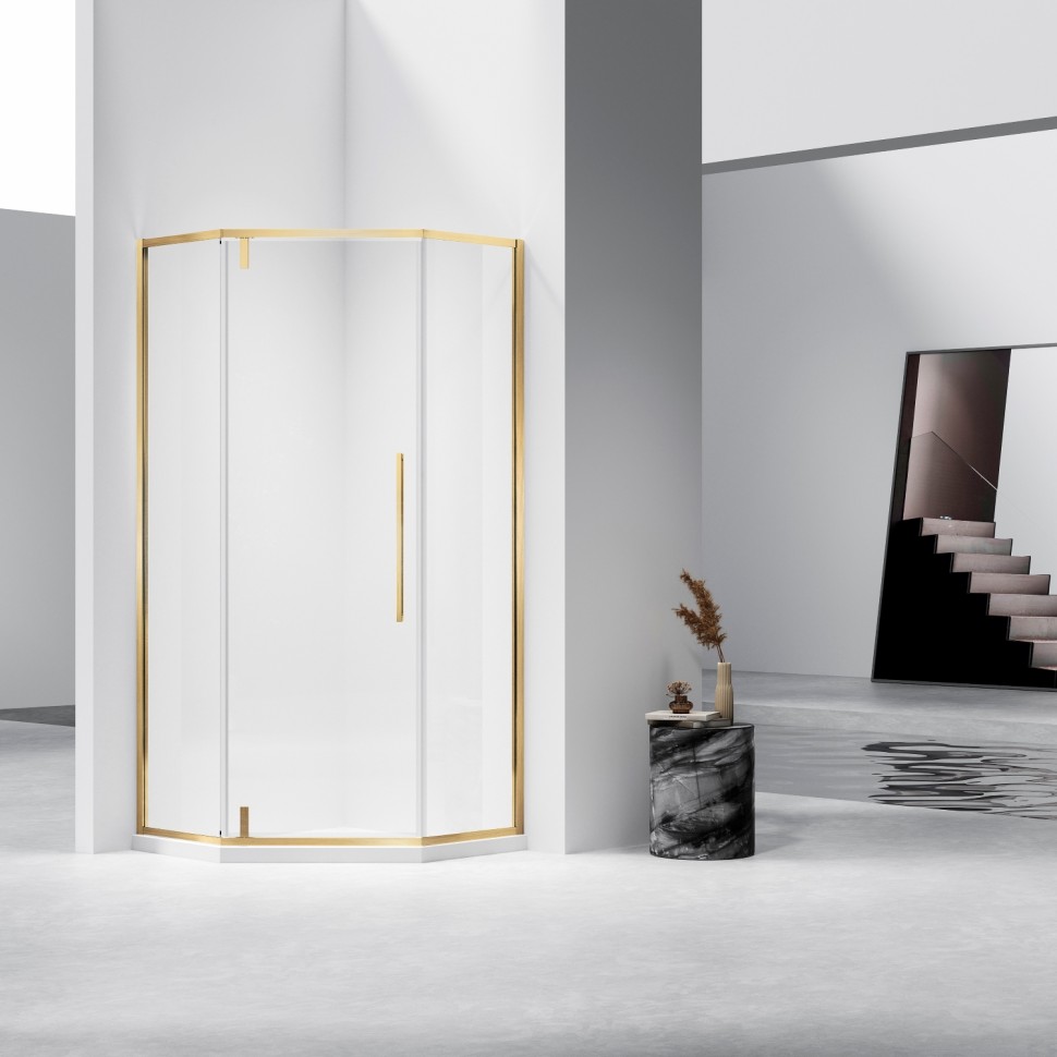 Душевой уголок Слим-Н (Slim-N) VSP-4SN900CLG, 900*900, брашированное золото, стекло прозрачное