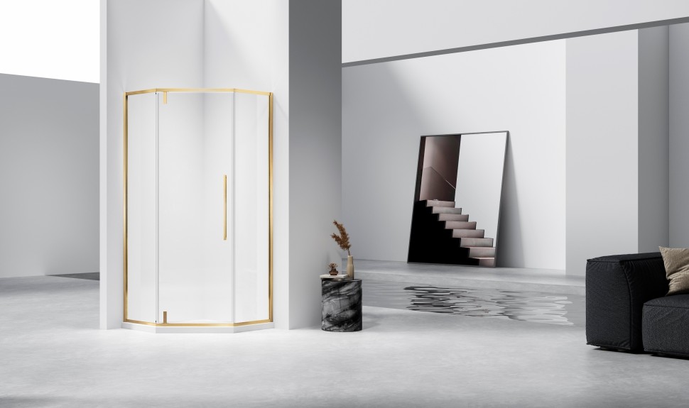 Душевой уголок Слим-Н (Slim-N) VSP-4SN900CLG, 900*900, брашированное золото, стекло прозрачное
