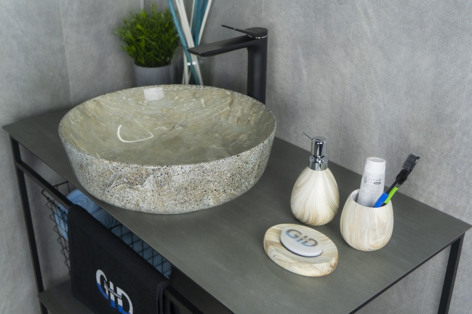 Раковина Gid Mnc498 54438 накладная под камень глянцевая 41.5x41.5x13.5