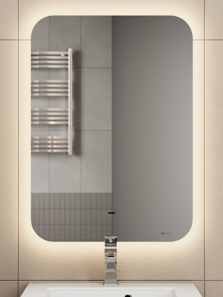 Зеркало для ванной Uperwood Aurora LED 50*70, бесконтактный сенсор, холодная подсветка, подогрев