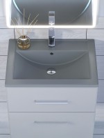 Раковина для ванной кварцевая Uperwood Foster Quartz 60х40,5х16,5 см, серая матовая, бетон