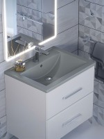 Раковина для ванной кварцевая Uperwood Foster Quartz 60х40,5х16,5 см, серая матовая, бетон