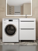 Тумба под стиральную машину напольная Uperwood Tanos 58х47,5х76,5 см, белая/графит, 2 ящика