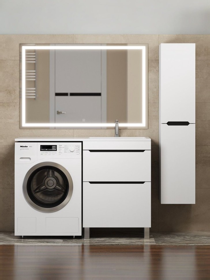 Тумба под стиральную машину напольная Uperwood Tanos 58х47,5х76,5 см, белая/графит, 2 ящика