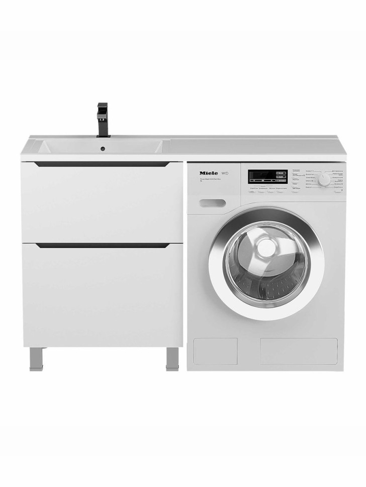 Тумба под стиральную машину напольная Uperwood Tanos 58х47,5х76,5 см, белая/графит, 2 ящика