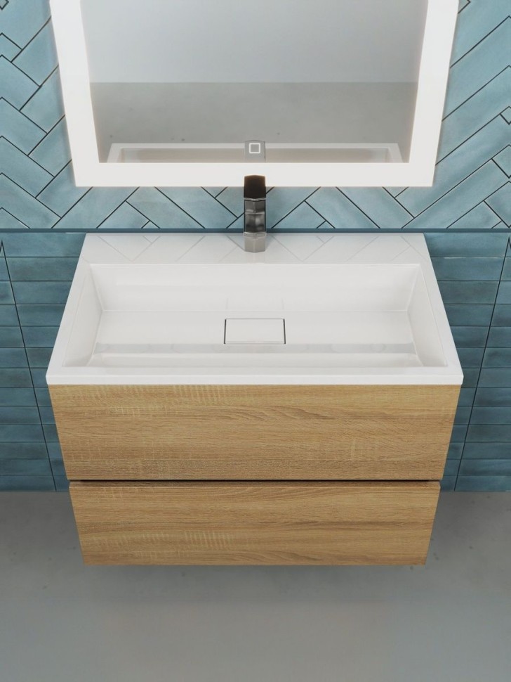 Тумба под раковину для ванной Uperwood Barsa, 70 см, подвесная, черная/дуб сонома