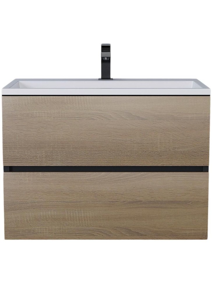 Тумба под раковину для ванной Uperwood Barsa, 70 см, подвесная, черная/дуб сонома