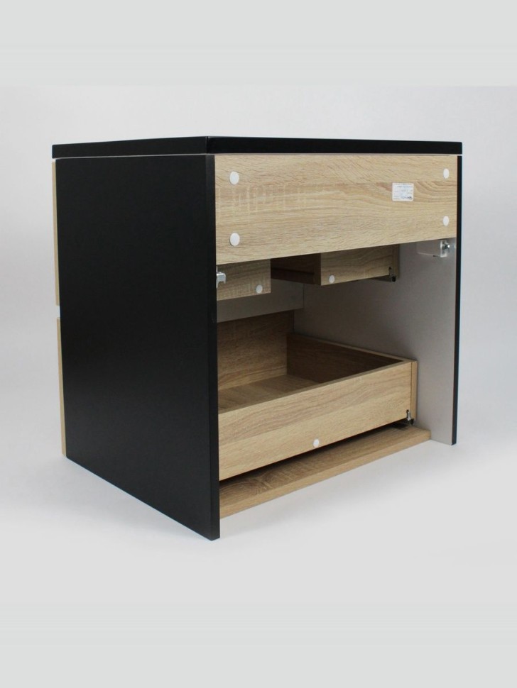 Тумба под раковину для ванной Uperwood Barsa, 70 см, подвесная, черная/дуб сонома