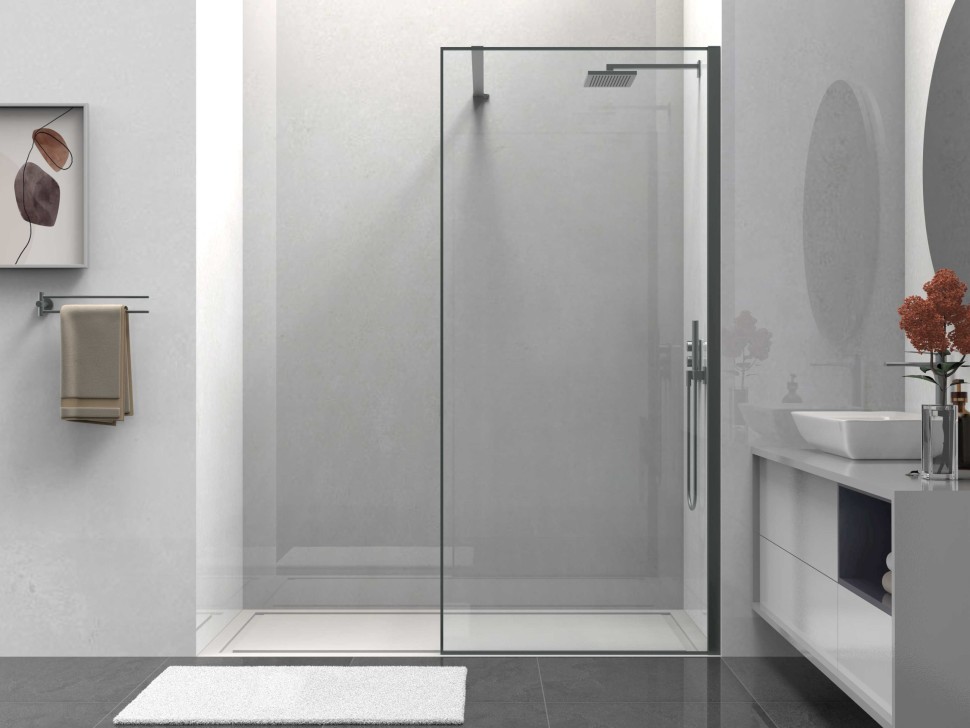 Душевая перегородка Walk-In VSW-1HS100CLGM, 1000*2000, вороненая сталь, стекло прозрачное
