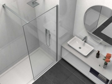 Душевая перегородка Волк-Ин (Walk-In) VSW-1HS100CLGM, 1000*2000, вороненая сталь, стекло прозрачное